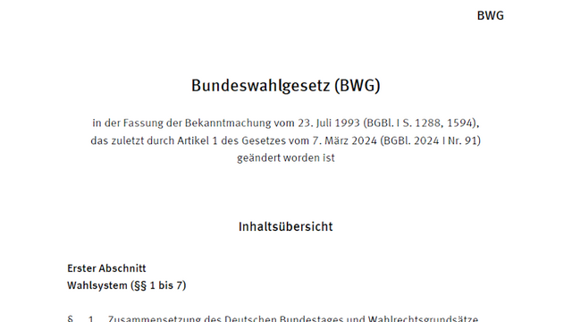 Bundeswahlgesetz Bundeswahlgesetz